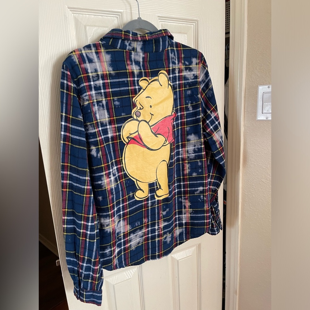 Winnie the Pooh plaid distressed button up size small